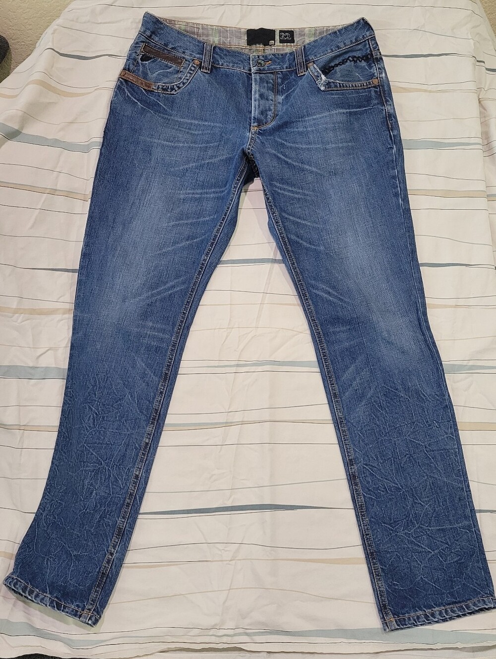 VTG Quiksilver Jeans Mens 32 Blue Denim Regular Button Fly Pant Size 32x32